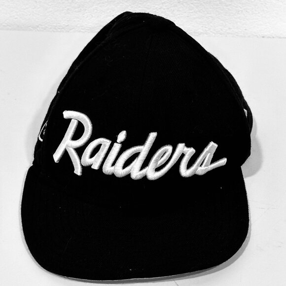 RAIDERS NFL New Era Wool Baseball Cap Trucker Hat Black Embroidered Adjusts OS - Picture 1 of 9